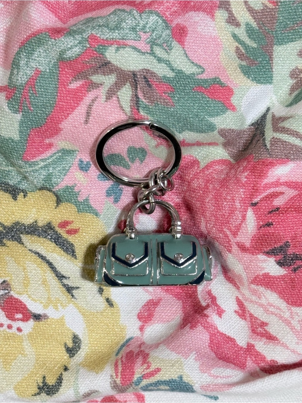 Coach 3-D Enamel Pocket Satchel Purse Keychain